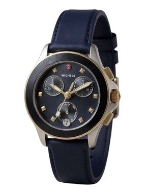Michele Cape Swiss Chronograph Navy Blue Dial Watch
